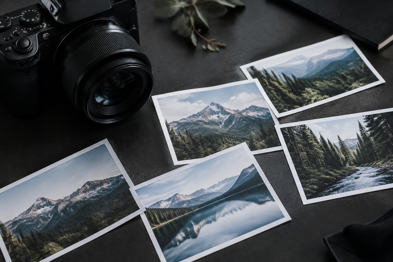 Câmera e fotografias de paisagens